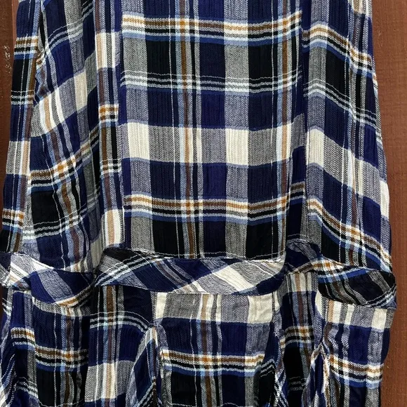 NEW Free People Bordeaux Maxi Skirt in Navy Combo Plaid 90s Grunge SZ Medium