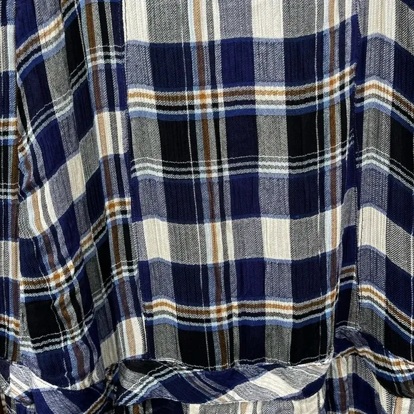 NEW Free People Bordeaux Maxi Skirt in Navy Combo Plaid 90s Grunge SZ Medium