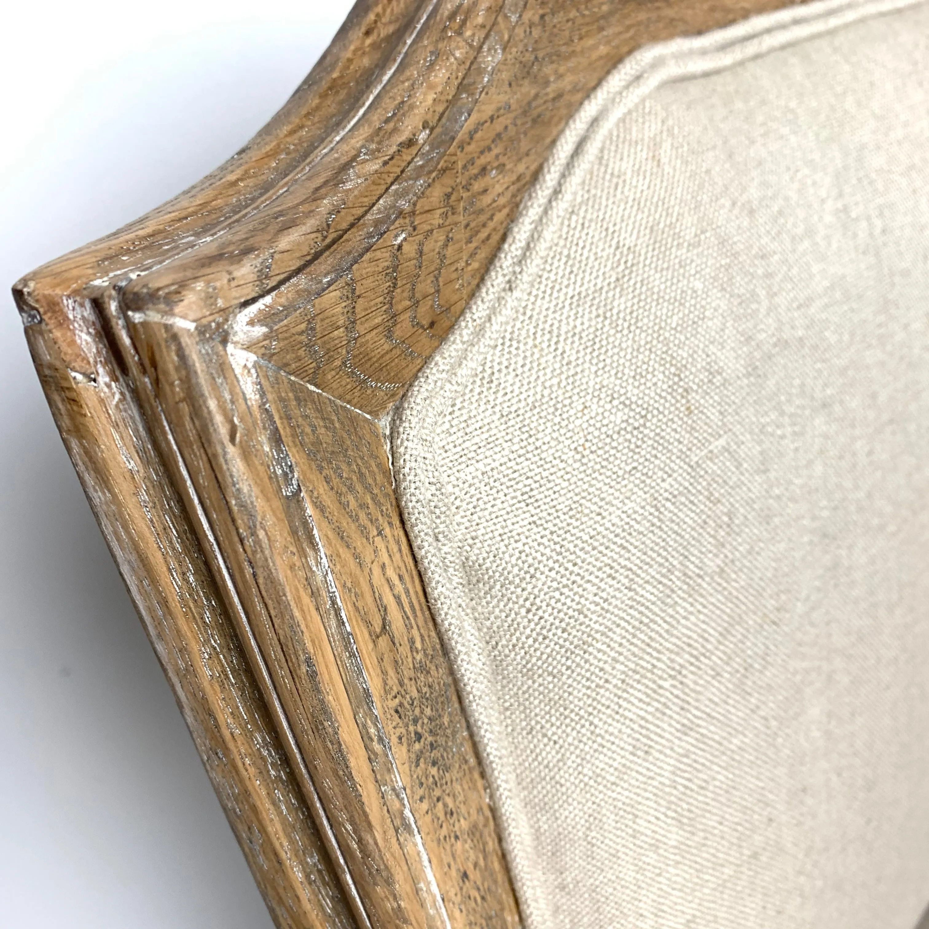 Oak Framed Linen Sprindle Leg Side Chair