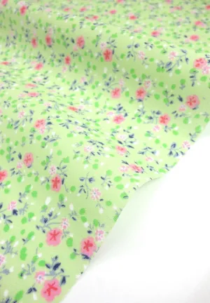 Olivia Lime Shabby Chic Polycotton Floral Fabric Select Size