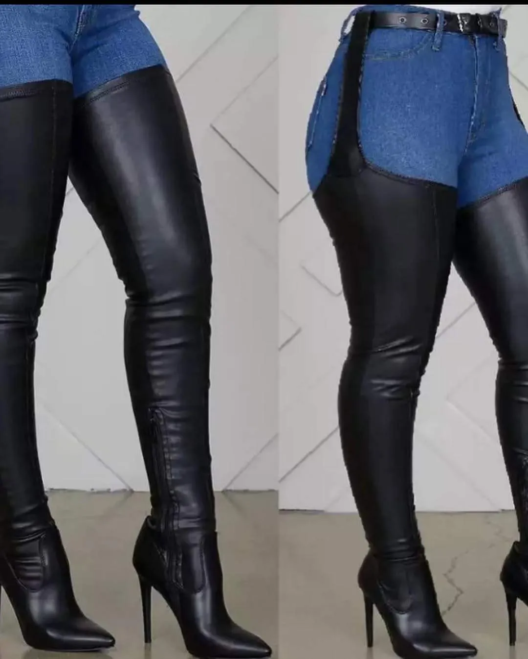 Over-the-knee high zipper boots
