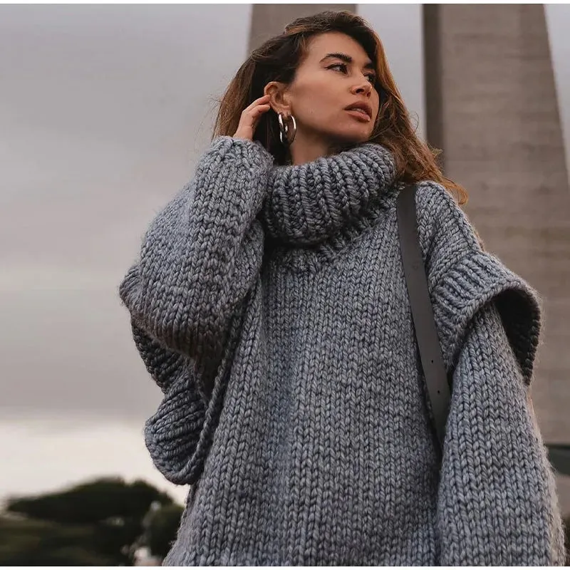 Oversized Teddy Sweater | Fleece Knit | Funnel Neck
