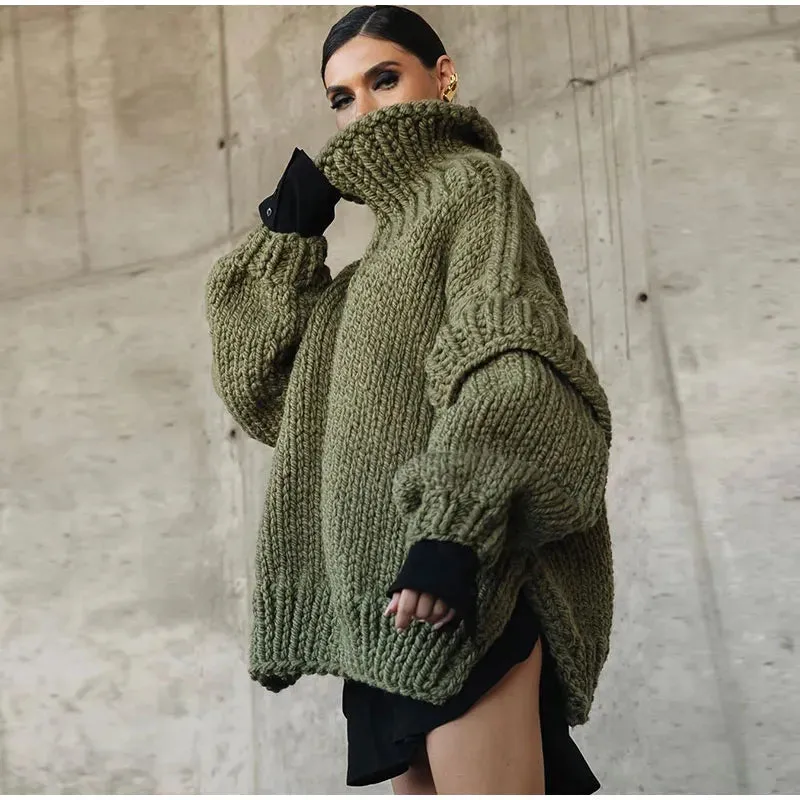 Oversized Teddy Sweater | Fleece Knit | Funnel Neck