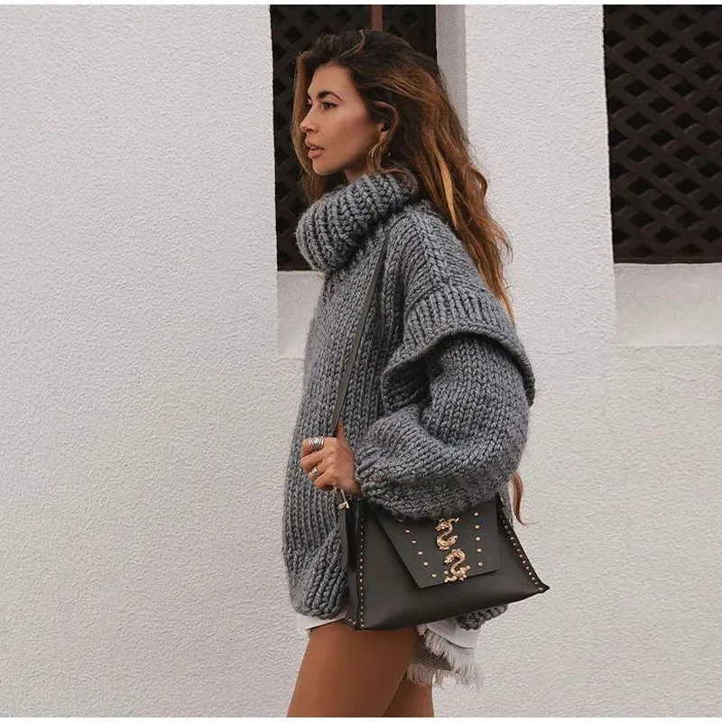 Oversized Teddy Sweater | Fleece Knit | Funnel Neck