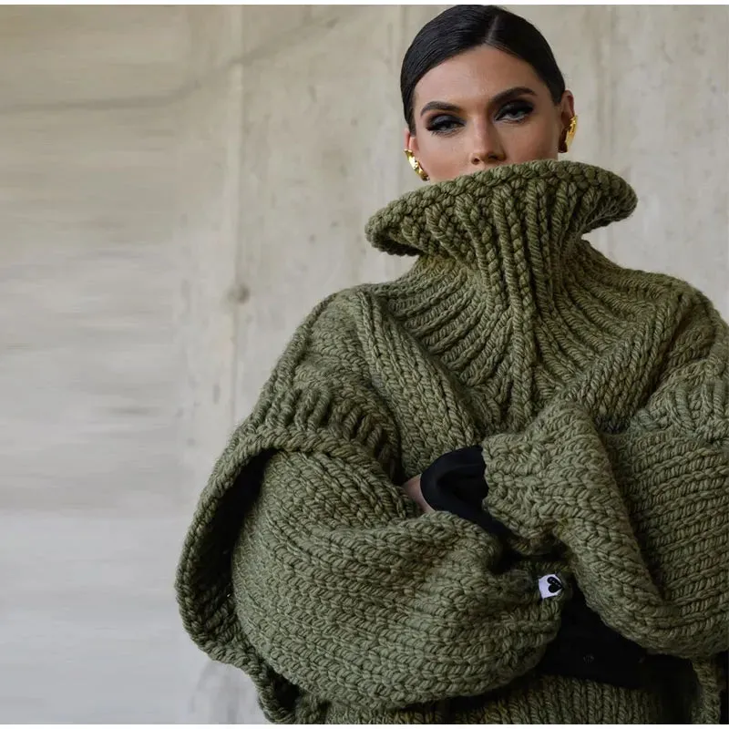 Oversized Teddy Sweater | Fleece Knit | Funnel Neck