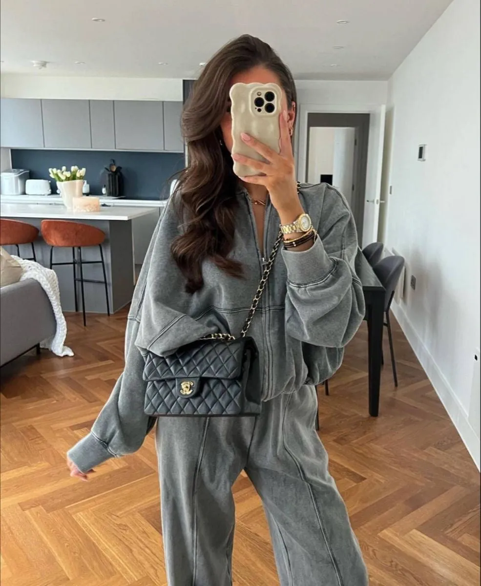 Oversized Zip Hoodie and Wide-Leg Pants Set | Cozy Streetwear | Effortless Style
