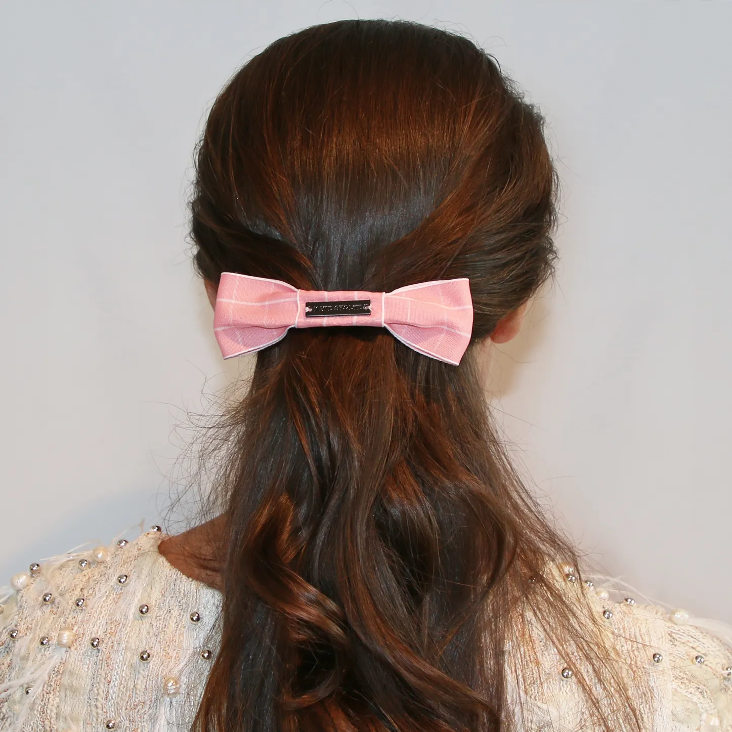Pastel Pink Windowpane Hair Clip
