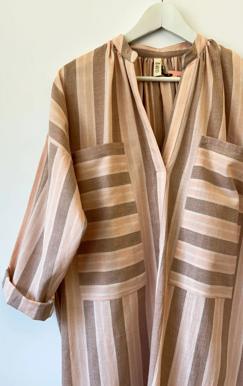 Peach / Nude two pocket caftan