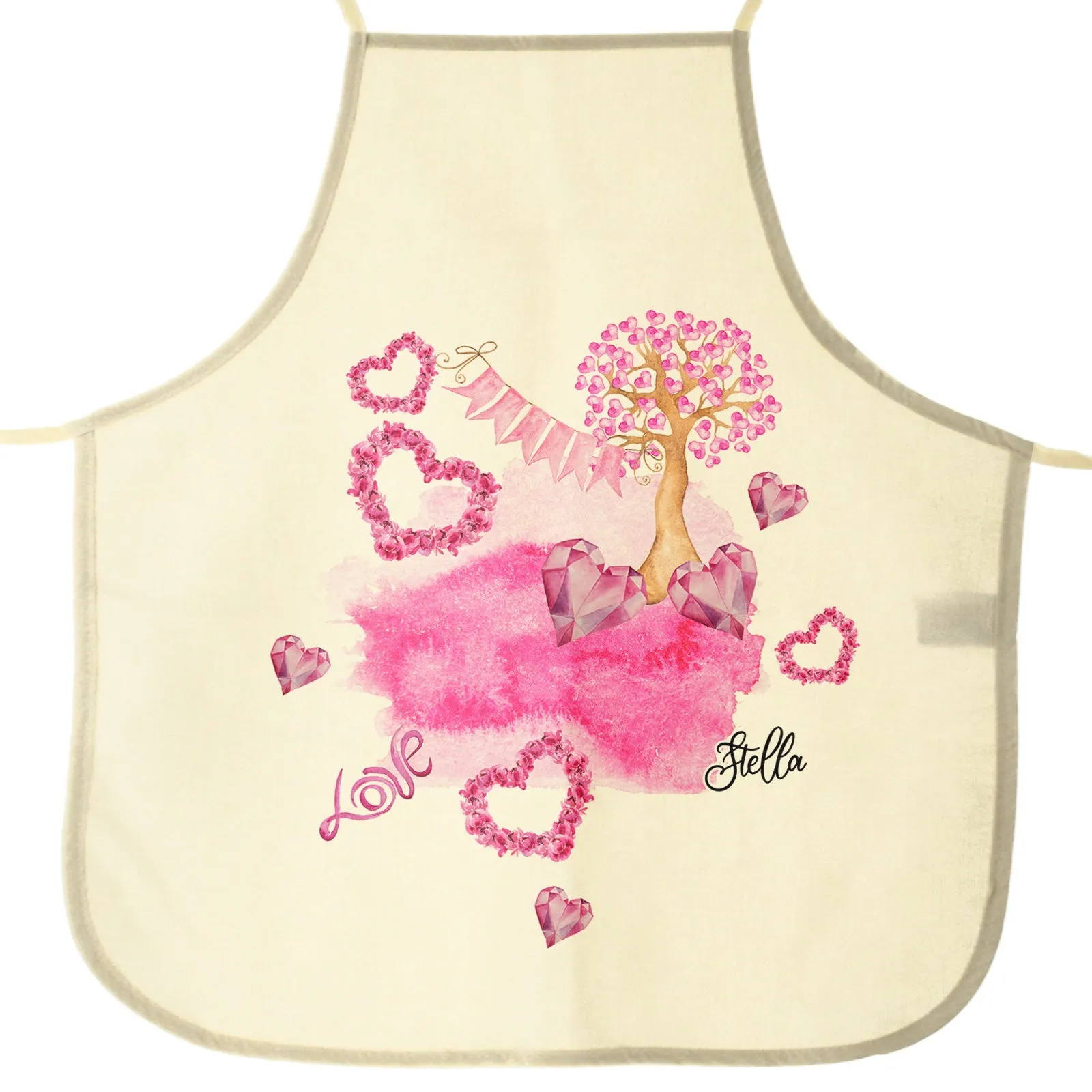 Personalised Canvas Apron with Stylish Text and Pink Love Landscape Print