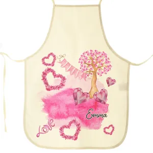 Personalised Canvas Apron with Stylish Text and Pink Love Landscape Print