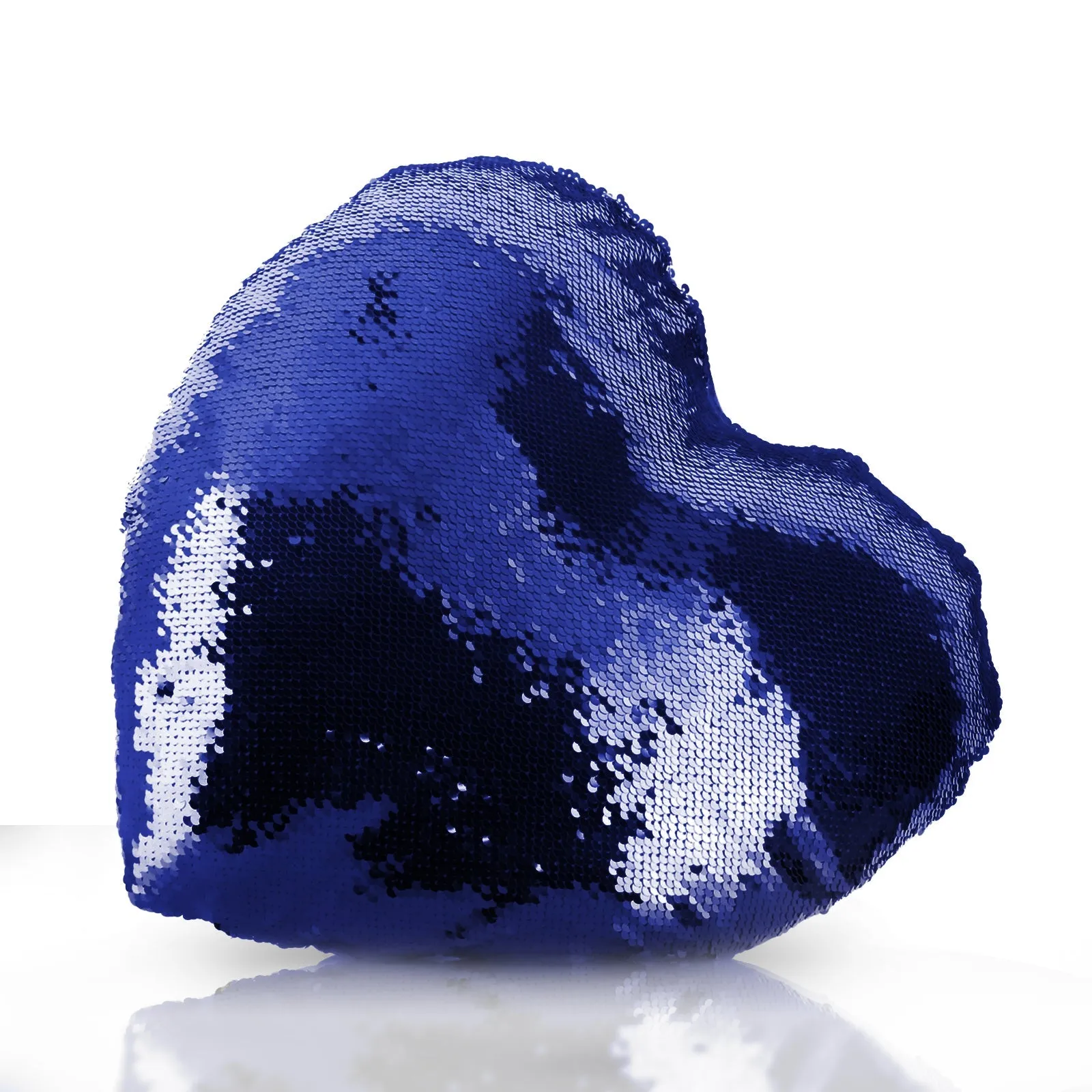 Personalised Sequin Heart Cushion with Stylish Text and Love Heart Birds Print