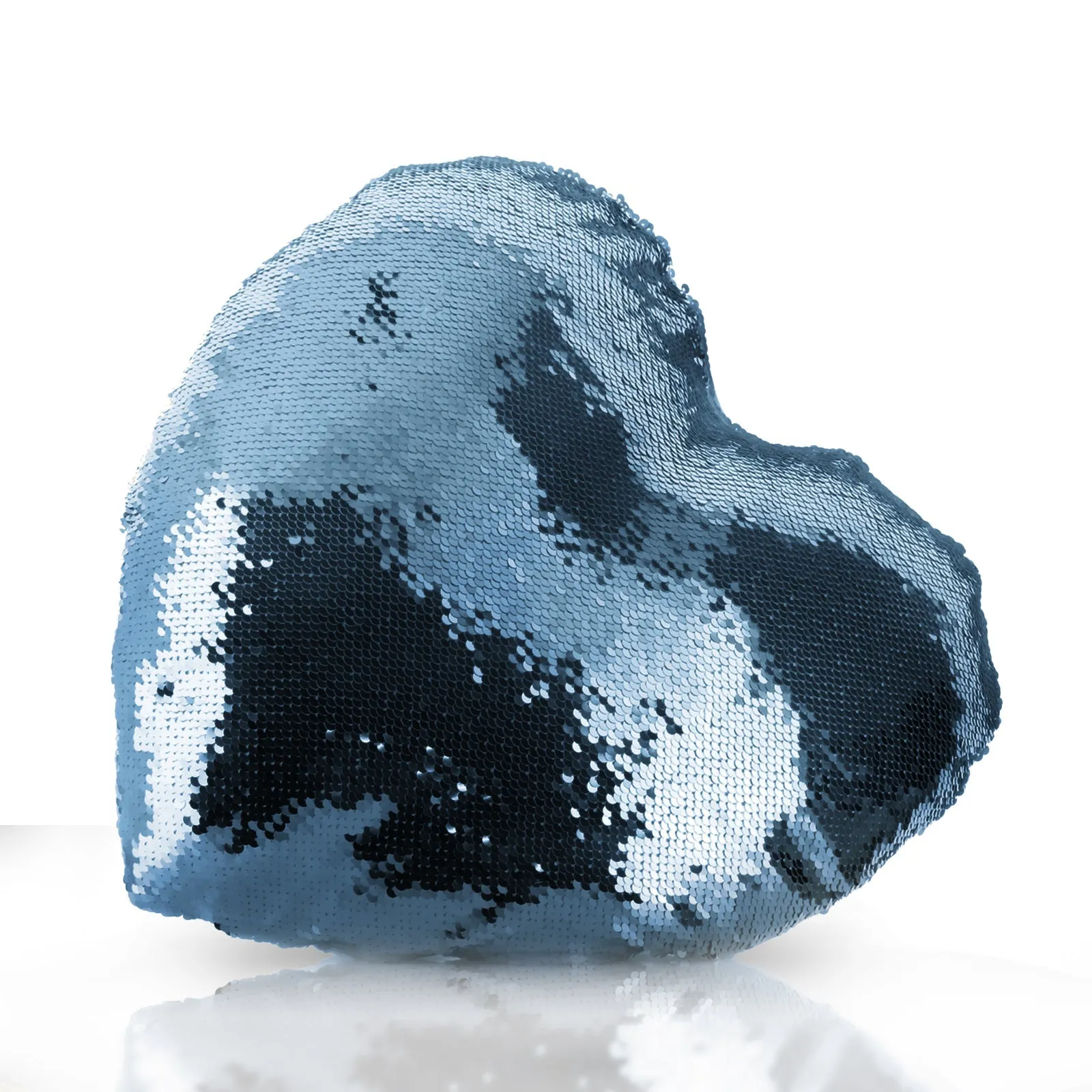 Personalised Sequin Heart Cushion with Stylish Text and Love Heart Birds Print
