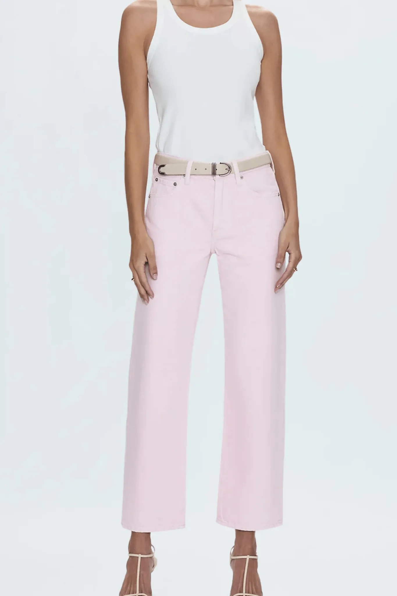 Pistola: Lexi Mid Rise Bowed Pant in Blush