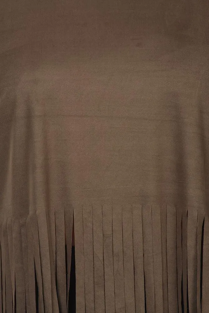 Plus Size Fringe Obsession Suede Olive Tank