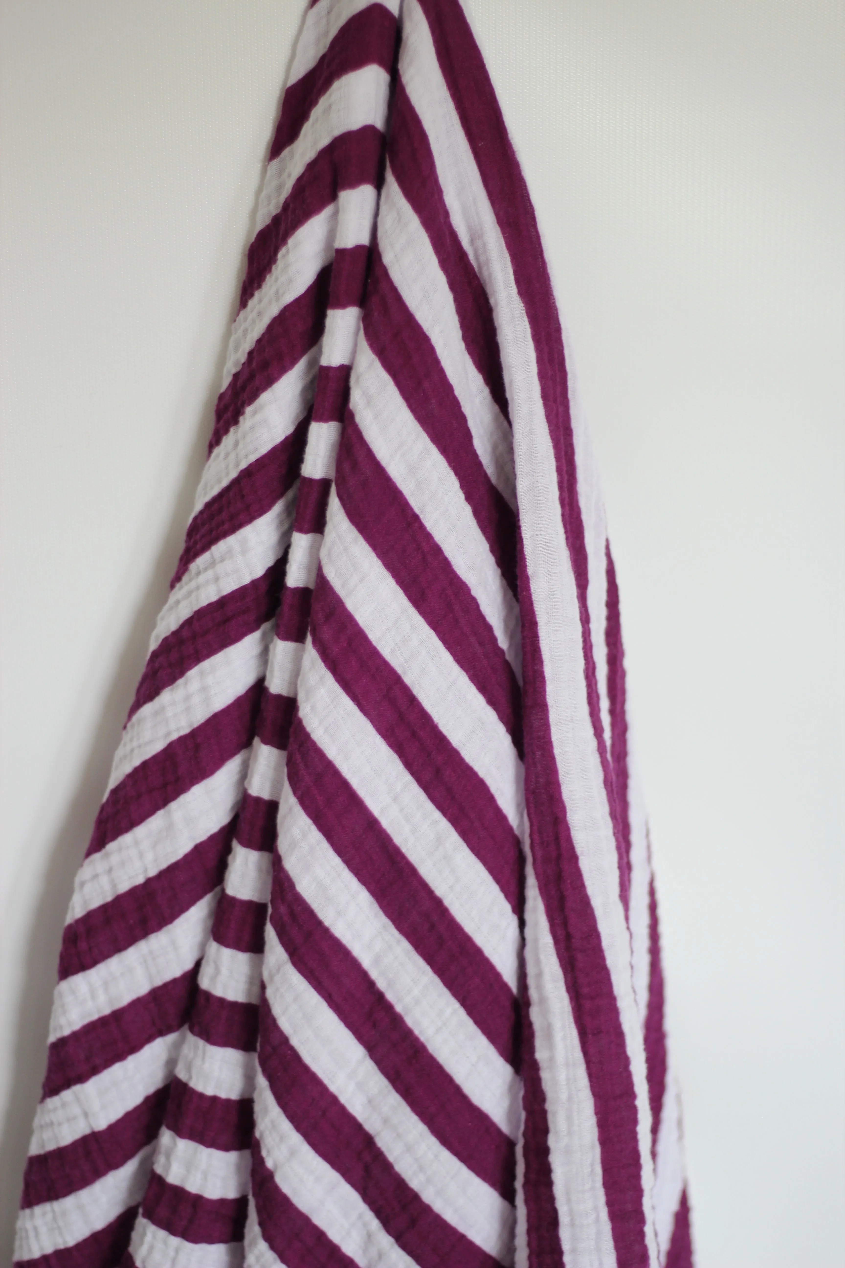 Purple Rose Striped Muslin Blanket