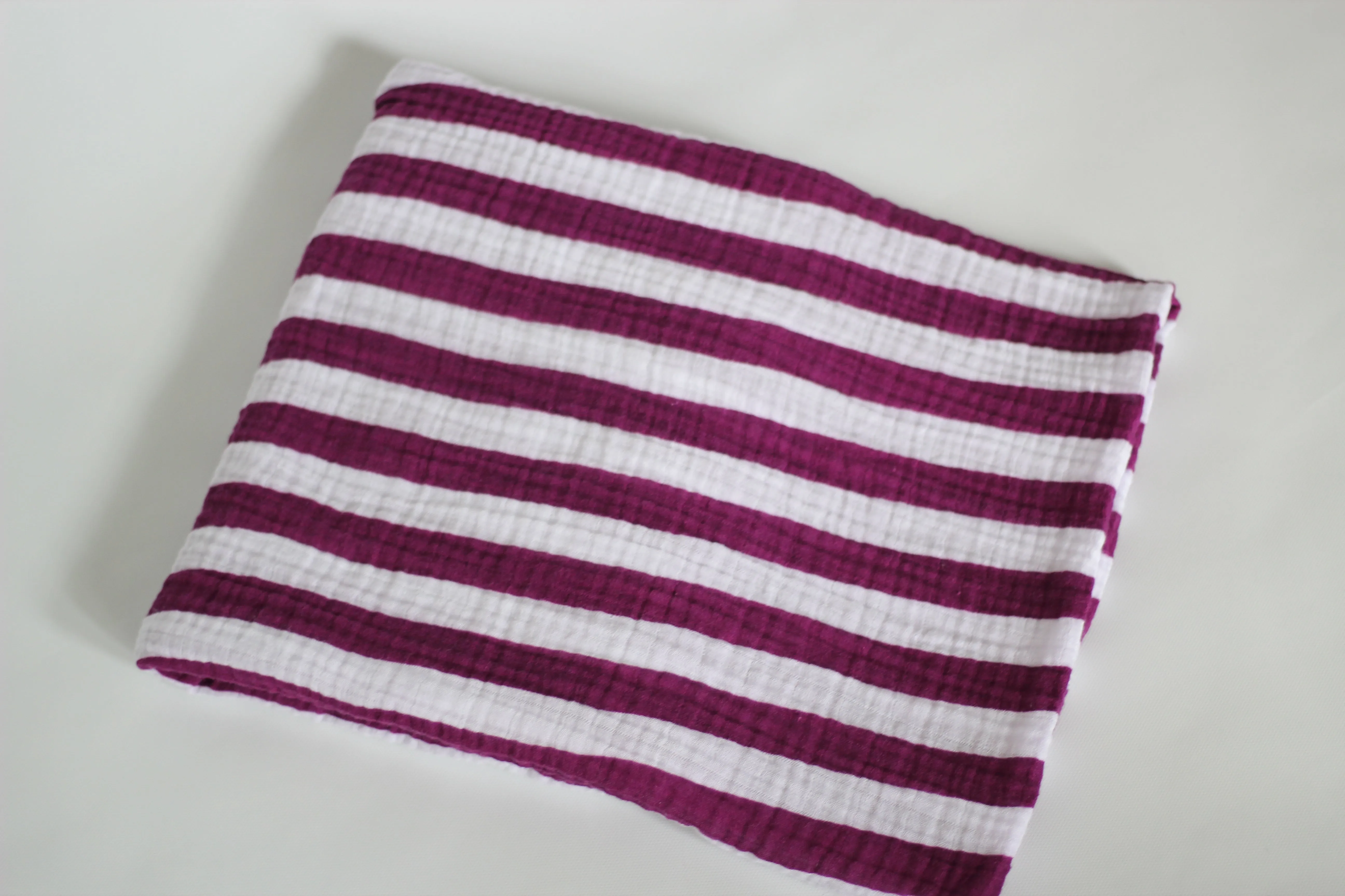 Purple Rose Striped Muslin Blanket