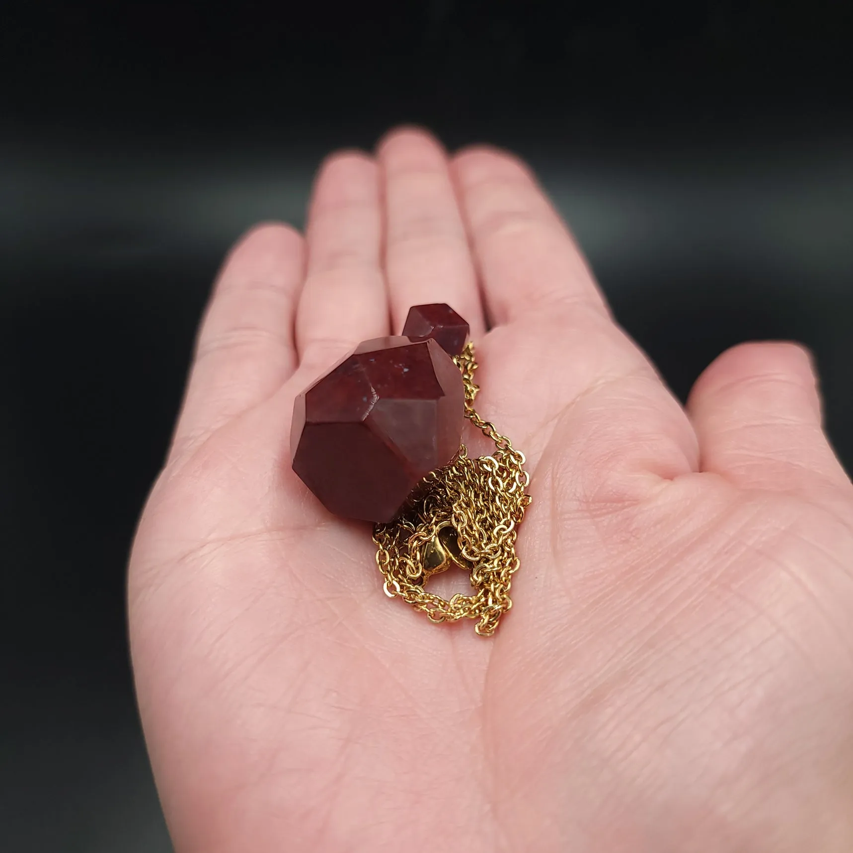 Red Jasper Bottle Pendant Necklace Sacred Geometry Holder Perfume Oils Incense Ashes