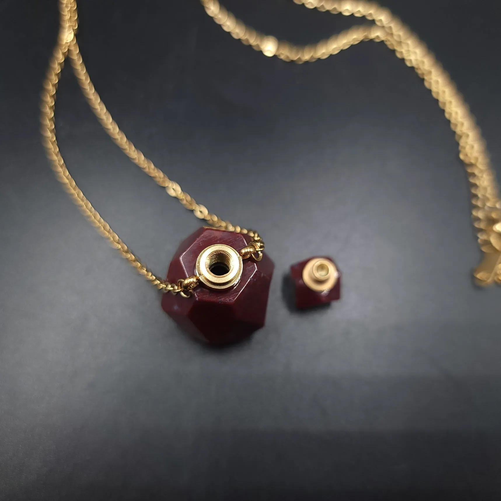 Red Jasper Bottle Pendant Necklace Sacred Geometry Holder Perfume Oils Incense Ashes