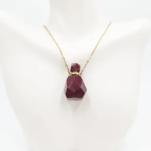 Red Jasper Bottle Pendant Necklace Sacred Geometry Holder Perfume Oils Incense Ashes
