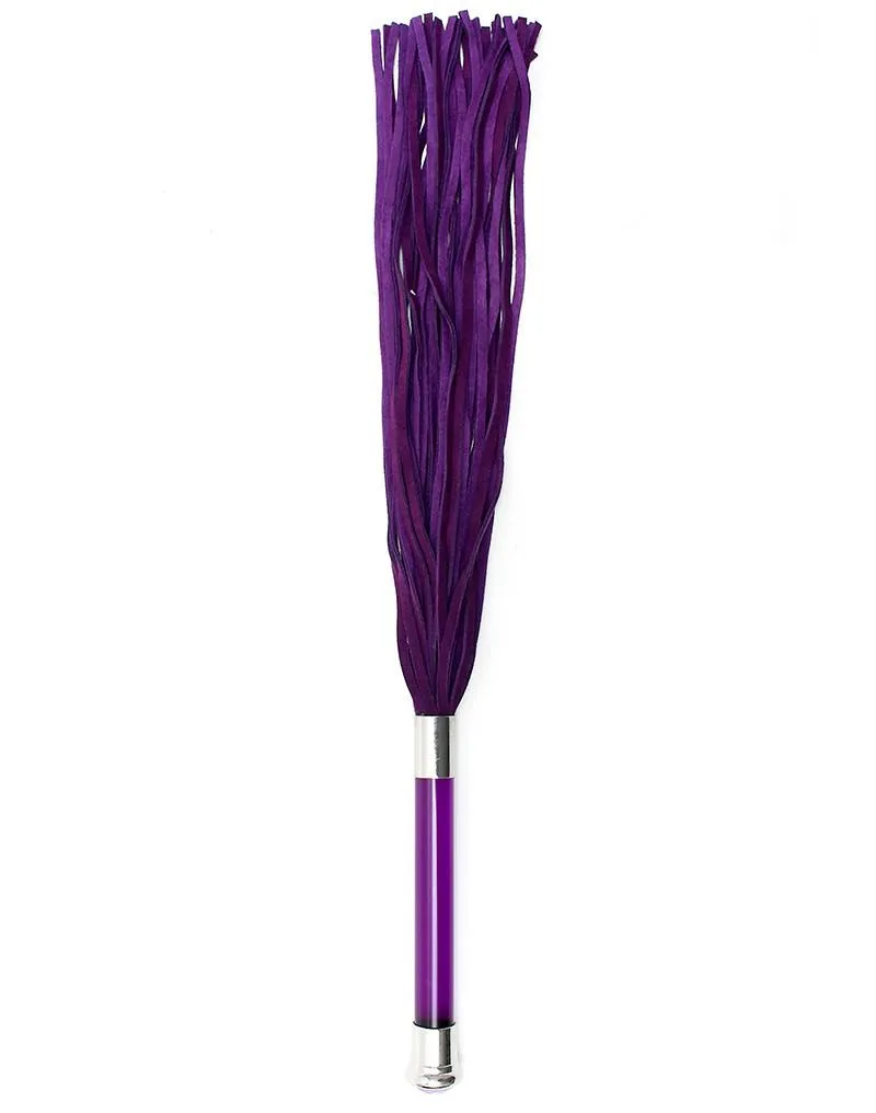 Rimba - Suede Flogger Met Glazen Handvat En Kristal - Paars