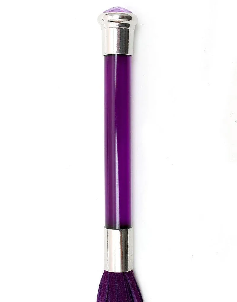 Rimba - Suede Flogger Met Glazen Handvat En Kristal - Paars