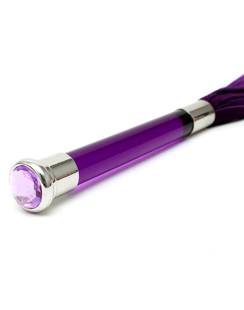 Rimba - Suede Flogger Met Glazen Handvat En Kristal - Paars