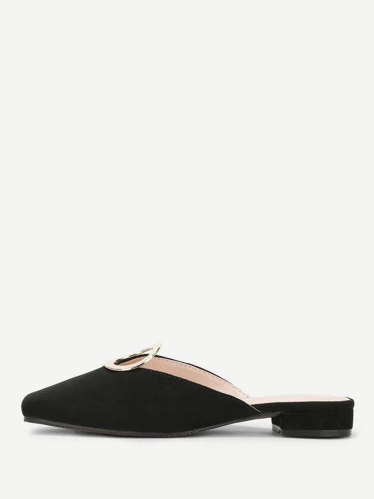 Ring Front Square Toe Suede Flats