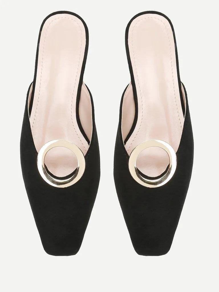 Ring Front Square Toe Suede Flats