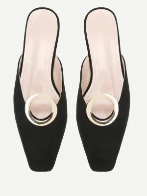 Ring Front Square Toe Suede Flats