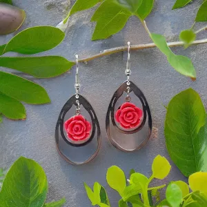 Rose hoop earrings