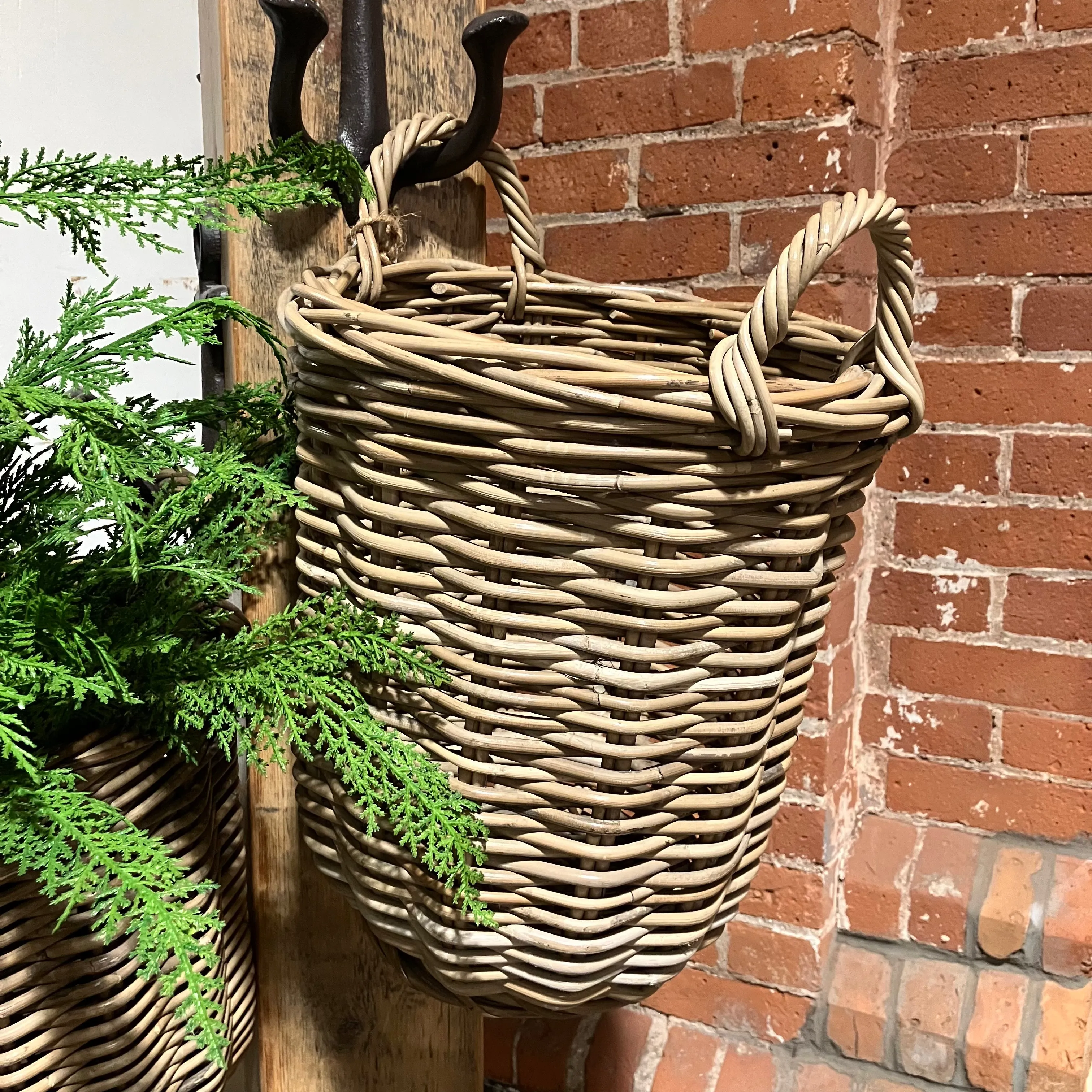 Round Wicker Basket with Handles