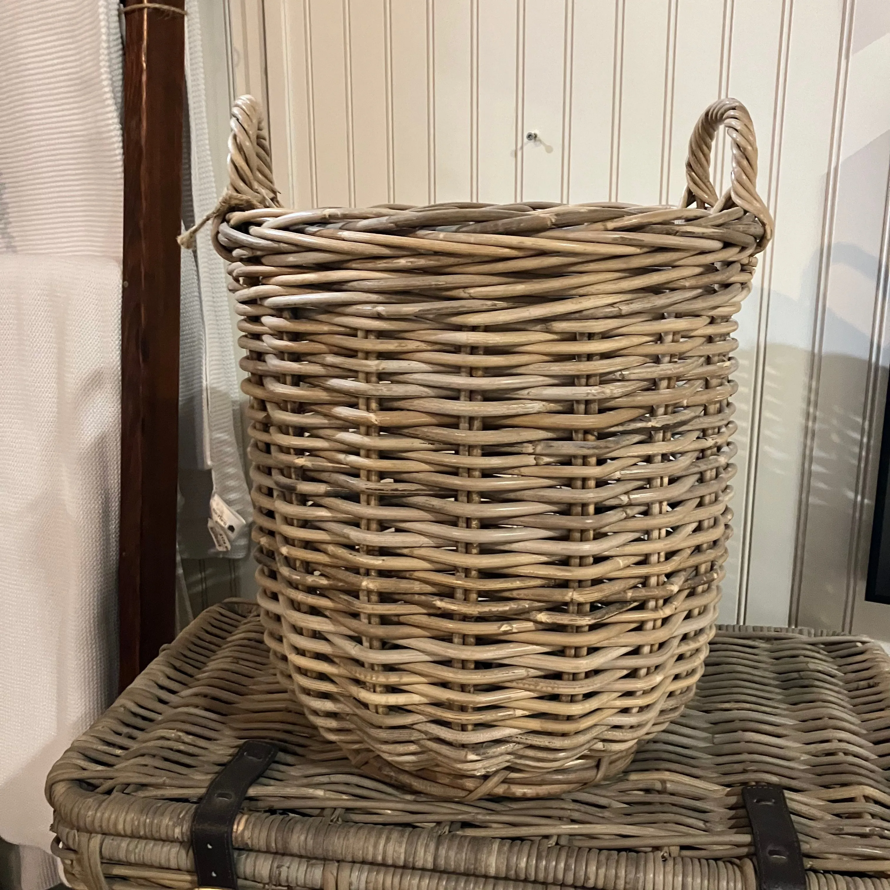 Round Wicker Basket with Handles