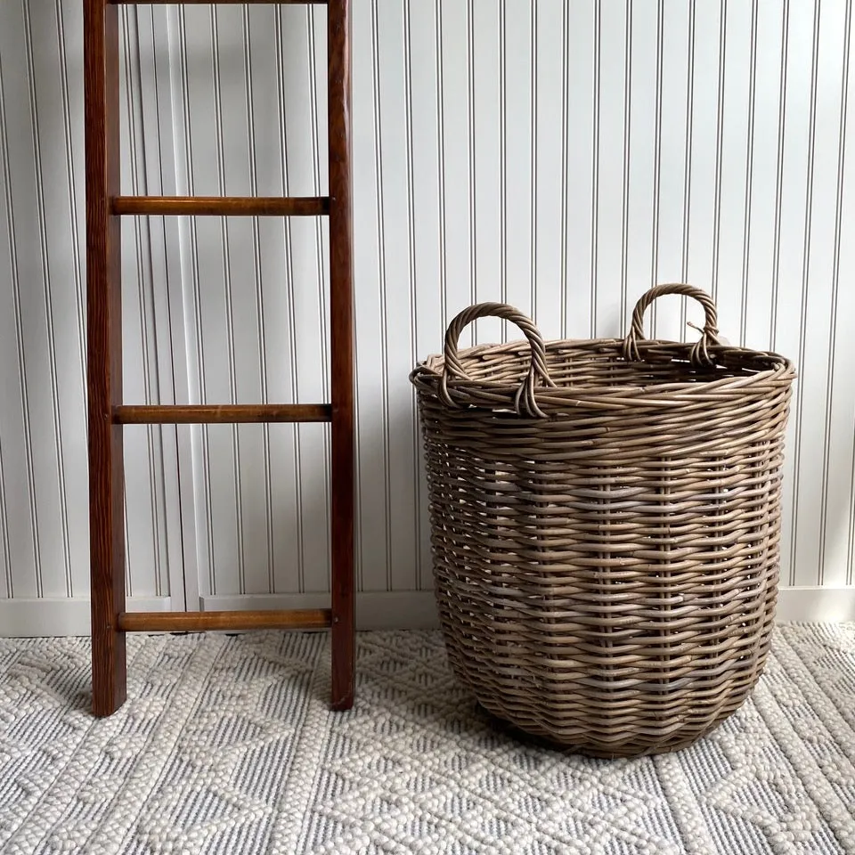 Round Wicker Basket with Handles