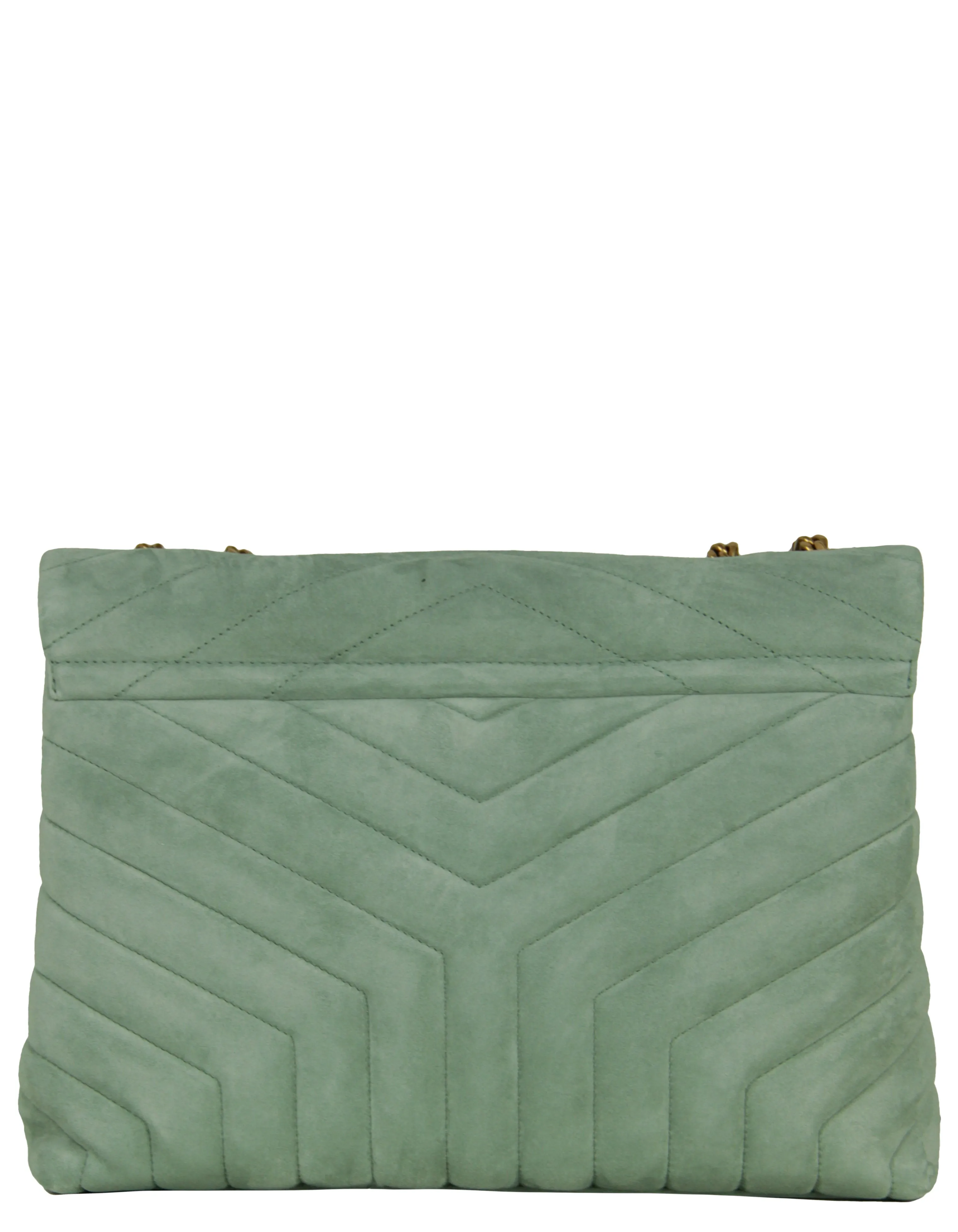 Saint Laurent Vert Opaline Suede Y Medium Loulou Chain Shoulder Bag