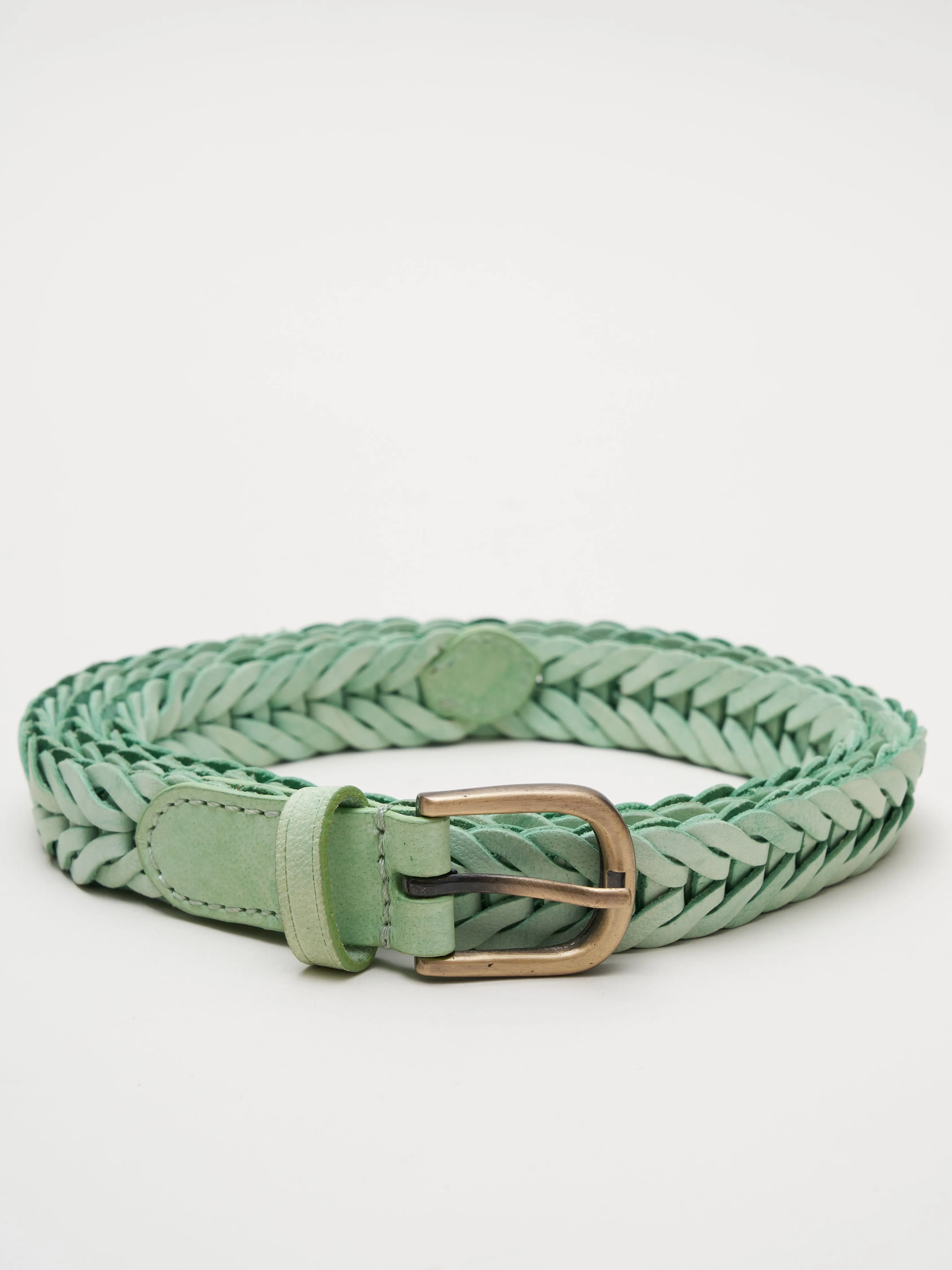single link woven belt - verde