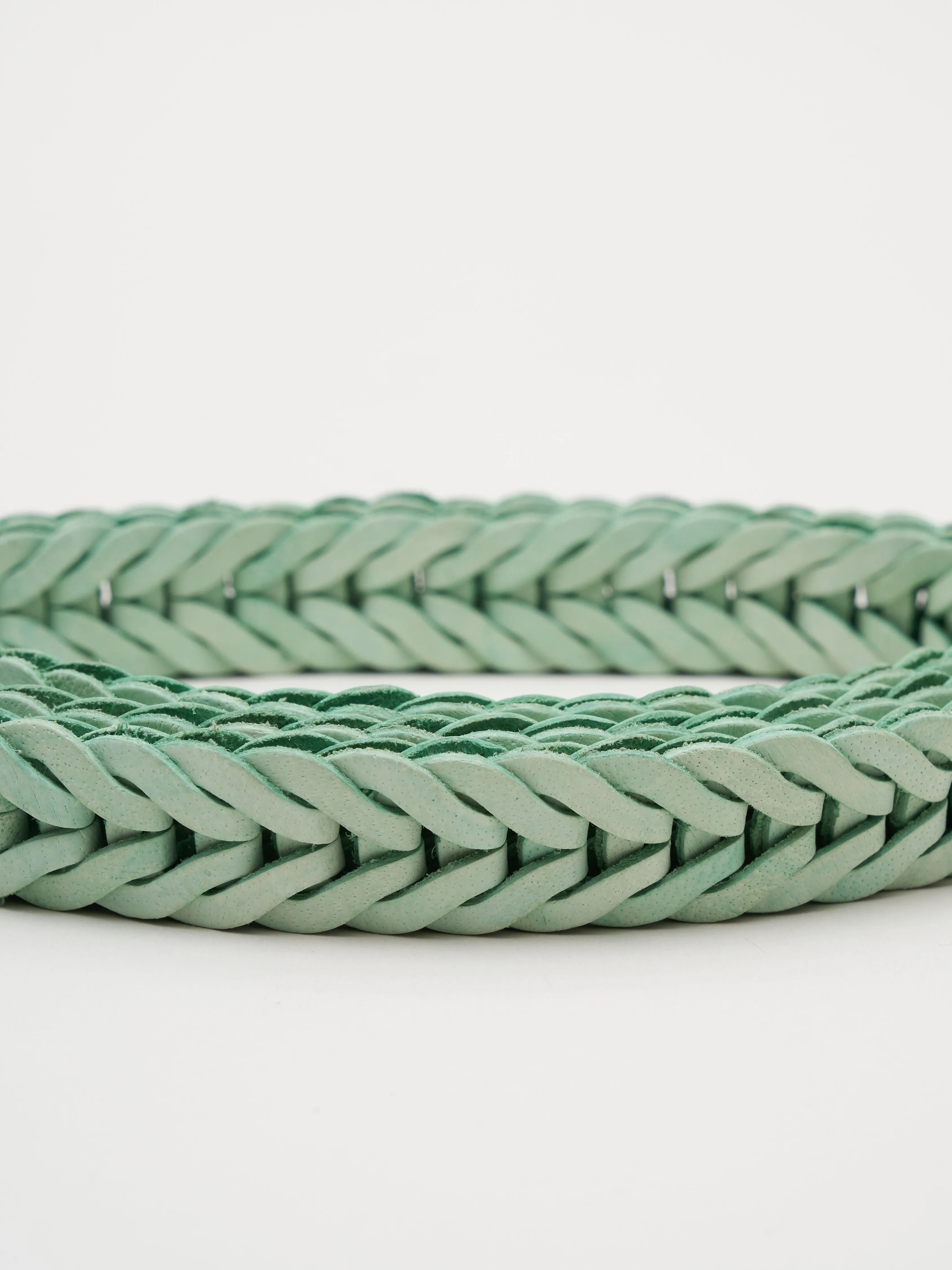 single link woven belt - verde