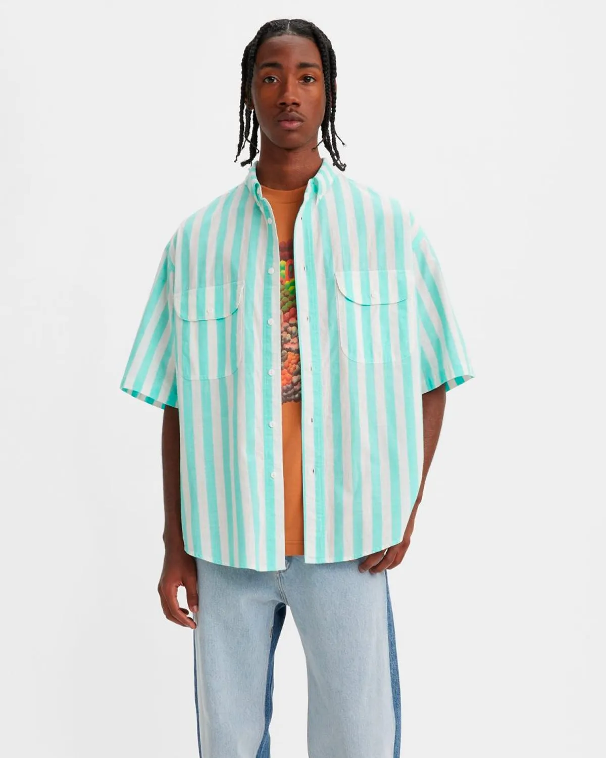 Skate SS Woven Shirt - 90s Blue Stripe