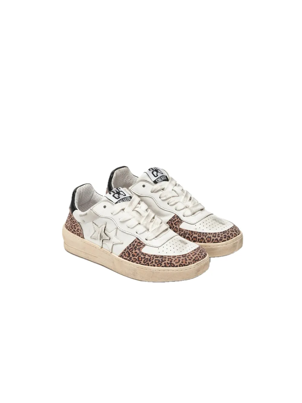 Sneakers Padel Star Pelle - White Black Leopard