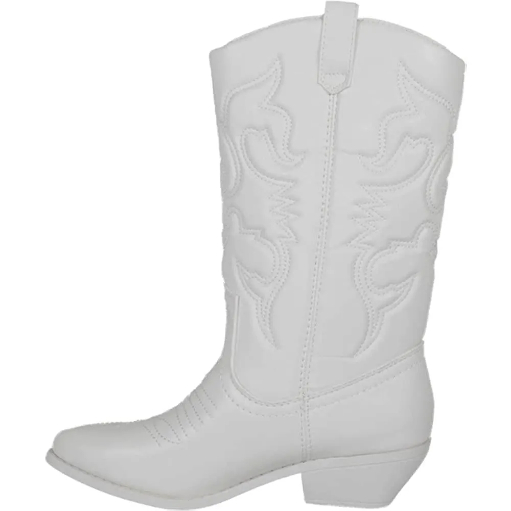 Soda Reno Women Western Cowboy Pointed Toe Knee High Pull On Tabs Boots | Multiple Colors and Sizes