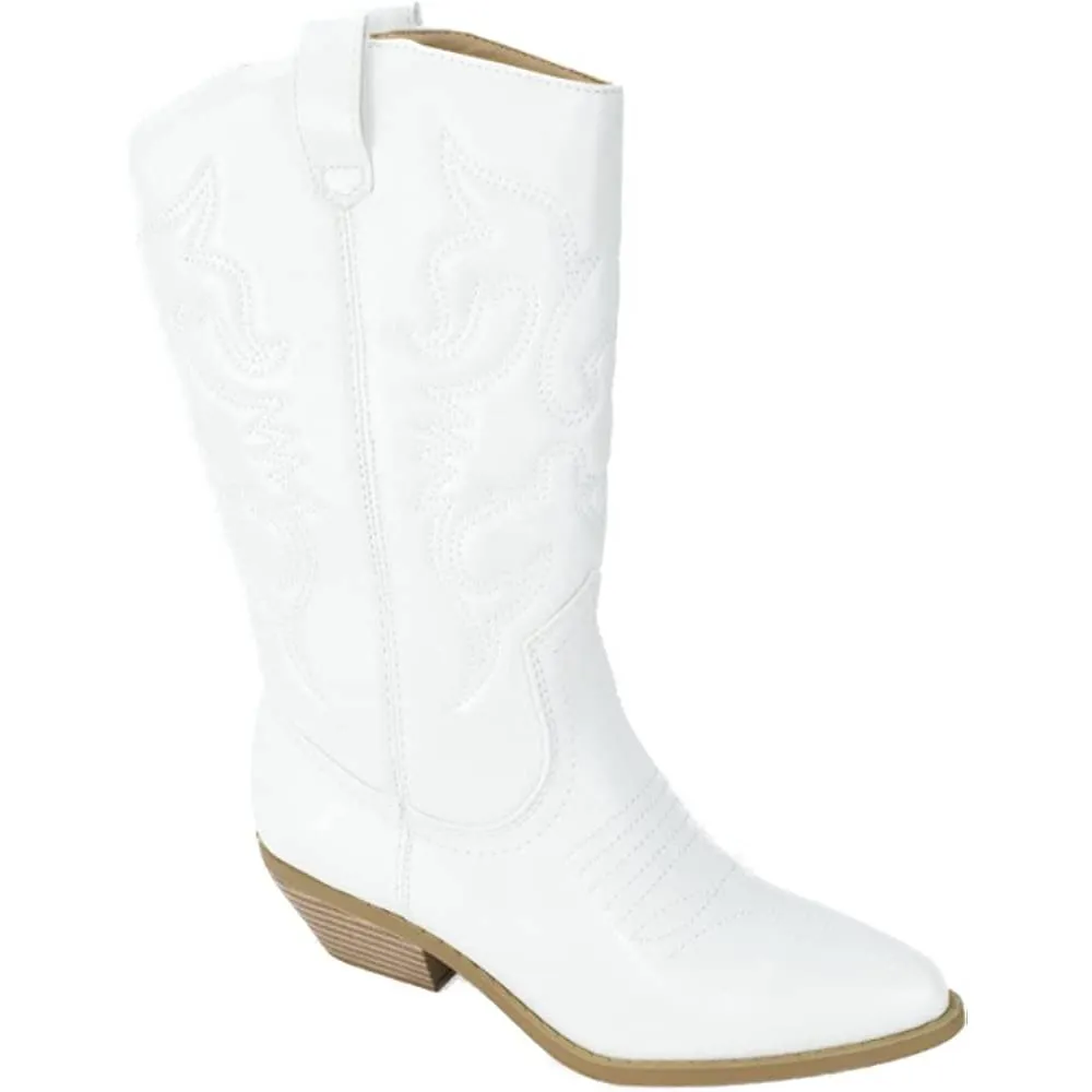 Soda Reno Women Western Cowboy Pointed Toe Knee High Pull On Tabs Boots | Multiple Colors and Sizes