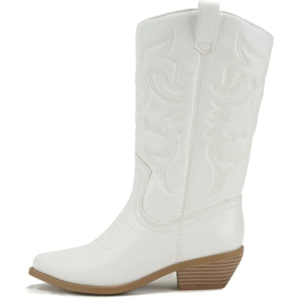 Soda Reno Women Western Cowboy Pointed Toe Knee High Pull On Tabs Boots | Multiple Colors and Sizes