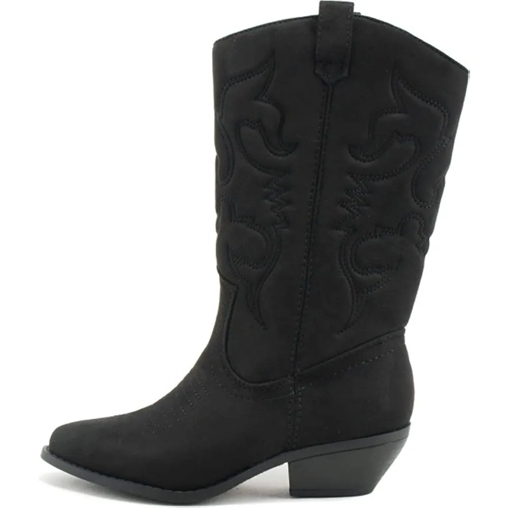 Soda Reno Women Western Cowboy Pointed Toe Knee High Pull On Tabs Boots | Multiple Colors and Sizes