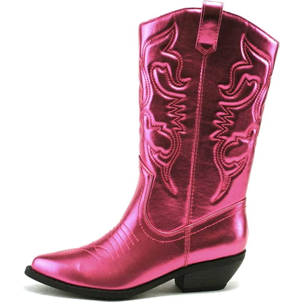 Soda Reno Women Western Cowboy Pointed Toe Knee High Pull On Tabs Boots | Multiple Colors and Sizes