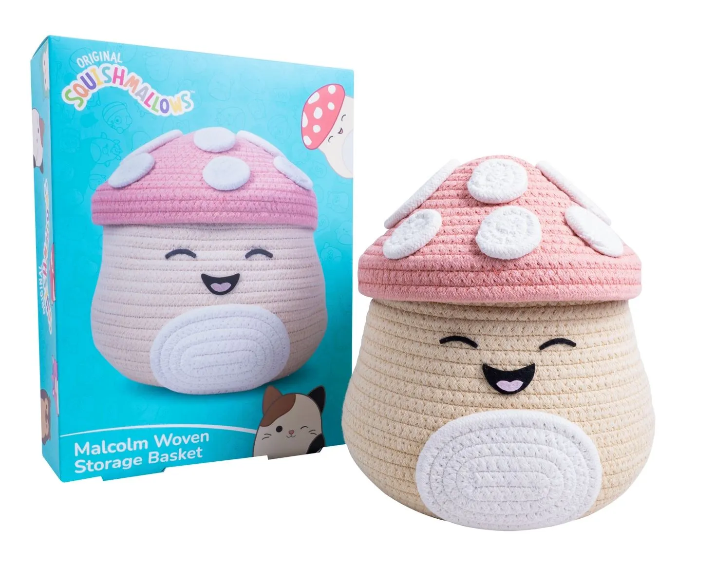 Squishmallows Malcolm the Mushroom Woven Storage Basket