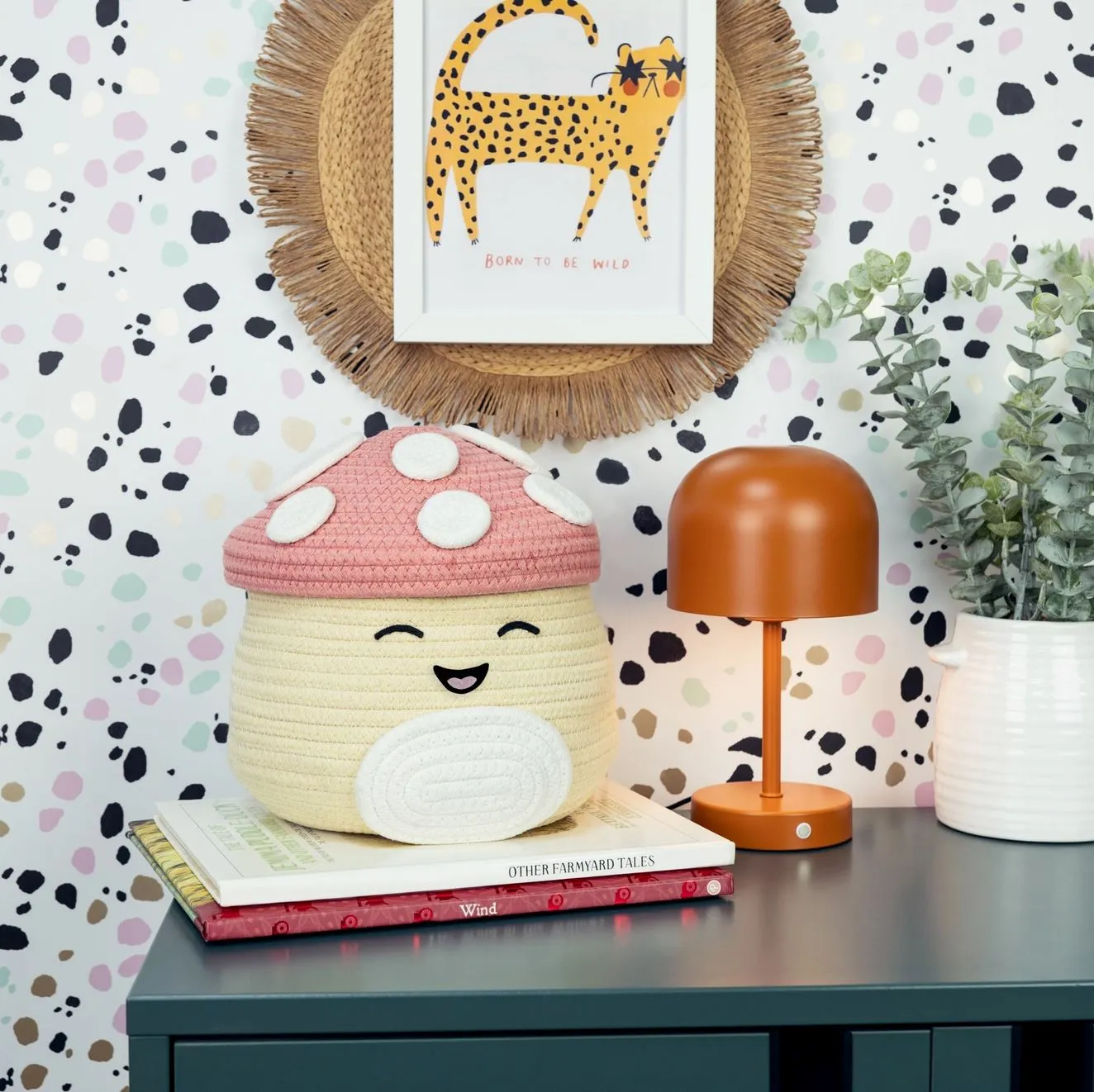 Squishmallows Malcolm the Mushroom Woven Storage Basket