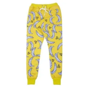 Stylish Elastic Waist Banana Printed Jogger Pants For Women - Yellow S