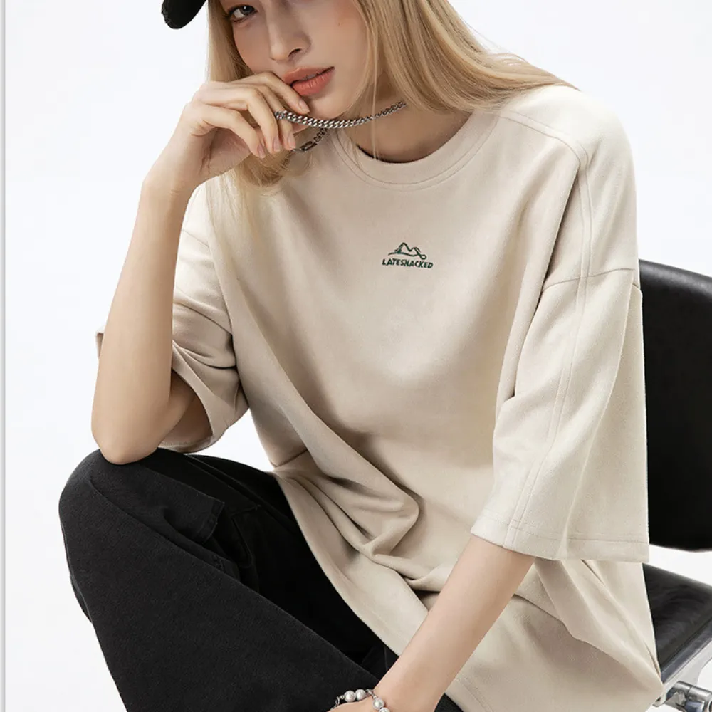 Suede Mountain Embroidery T-Shirt
