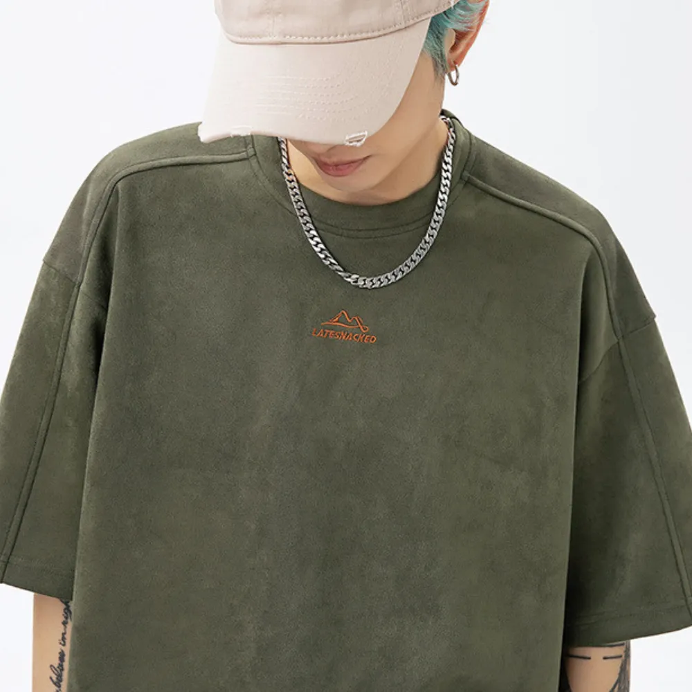 Suede Mountain Embroidery T-Shirt
