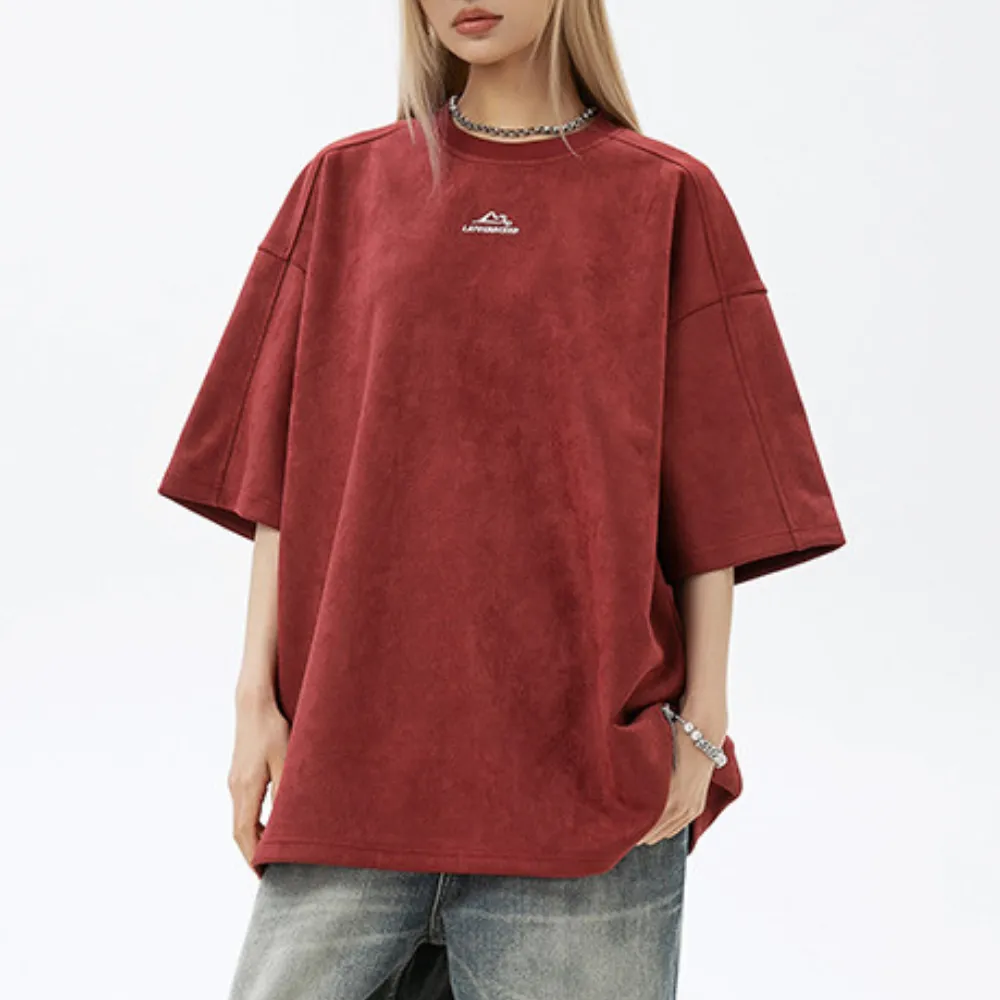 Suede Mountain Embroidery T-Shirt