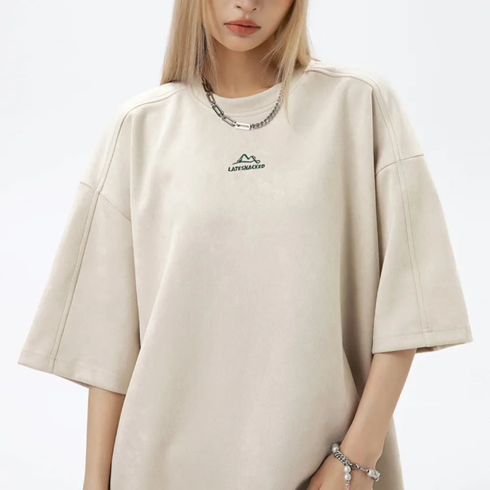 Suede Mountain Embroidery T-Shirt